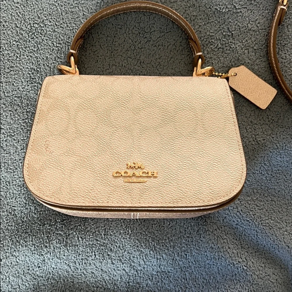 Coach Lysa Metallic Champagne Mini Top-Handle Crossbody - Picture 2 of 9